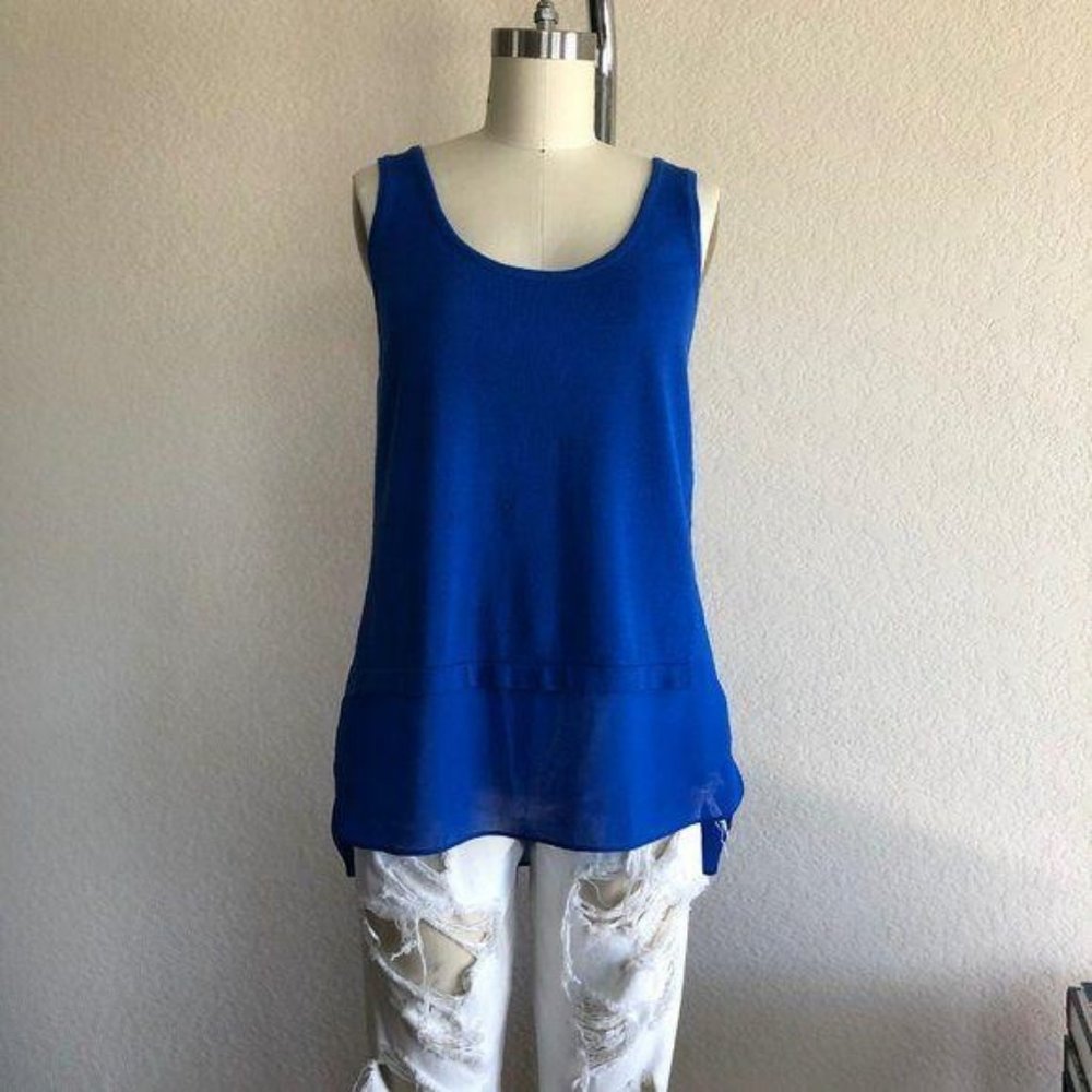 Nicole Miller Artelier Chiffon Hem Knit Tank